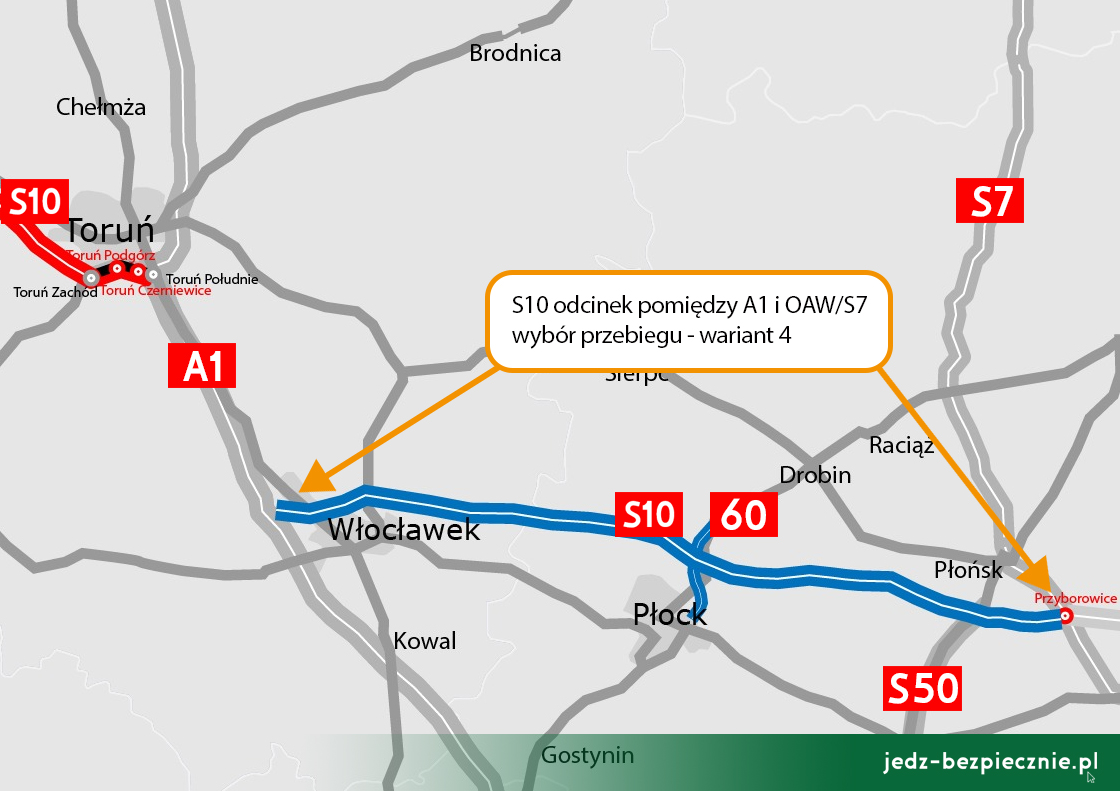 Wybór przebiegu drogi ekspresowej S10 pomiędzy Włocławkiem i Obwodnicą Aglomeracji Warszawskiej | Jedź Bezpiecznie